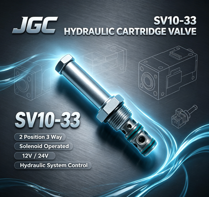 SV10-33 সোলেনয়েড চালিত ডিরেকশনাল ভালভ ২ পজিশন ৩ ওয়ে হাইড্রোলিক সোলেনয়েড কার্টিজ ভালভ 12V 24V