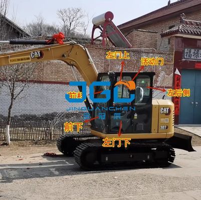 307 309 এক্সকাভেটরের উইন্ডশীল্ডের আগে এবং পরে বাম দরজার উইন্ডো আর্ম গ্লাসটি ধাক্কা দিন এবং টানুন