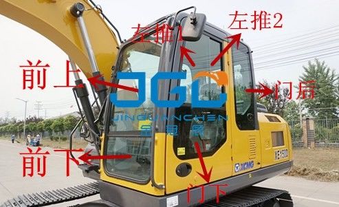 XE150D 155DK Excavator Front And Rear Doors And Windows Left And Right Laminated Windshield বাম এবং ডান ল্যামিনেটেড উইন্ডশেক