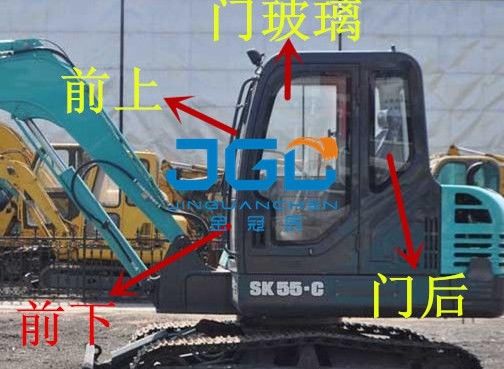 SK55-C Excavator Front And Rear Gears বাম এবং ডান উইন্ডোজ এবং উপরের এবং নীচের উইন্ডোজ