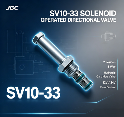 SV10-33 সোলেনয়েড চালিত ডিরেকশনাল ভালভ ২ পজিশন ৩ ওয়ে হাইড্রোলিক সোলেনয়েড কার্টিজ ভালভ 12V 24V