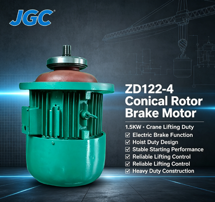ZD122-4 ক্রেন লিফটিং মোটর টাইপ 1.5KW কোনিক্যাল রোটর ব্রেক মোটর